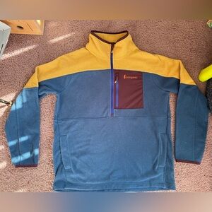 RARE cotopaxi abrazo fleece half zip jacket medium blue yellow color block ski